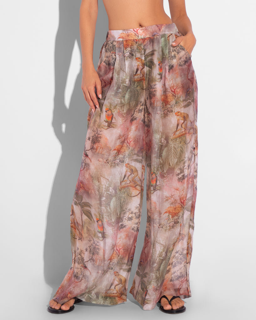Flowy Pull On Wide Leg Pant - Cheeky Monkey close up front