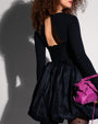 Close up back view of Long Sleeve Princess Dress - Black