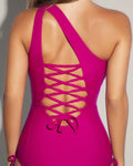 One Sidey Keyhole tummy control swimsuit in Berry by TA3, view 3