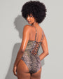 Model wears Plungey - Ombre Snake Open Back One Piece Shapewear Swimsuit back view