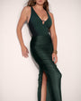 Front view image of Ruched Sheer Maxi Skirty - Ombre Pine 