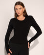 Shapey Crew Neck Top - Slinky Black