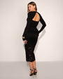 Seamed Midi Stretch Sculpting Shapewear Skirt - Black Lace Side View