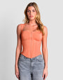 Model wears Corsety Square Neck Sleeveless Shapewear Top - Creamsicle