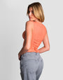 Model wears Corsety Square Neck Sleeveless Shapewear Top - Creamsicle back view