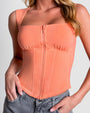 Corsety Square Neck Sleeveless Shapewear Top - Creamsicle close up