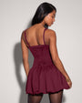Model Wears Squarey Convertible Bubble Shapewear Mini Dress - Burgundy Back View