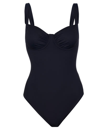 Outline image showing Sweetie Sweetheart Neckline Shapewear Swimsuit - Black