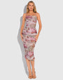 Model wears Sweetie Mesh Column Midi Shapewear Dress - Cheeky Monkey full front view