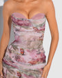 Model wears Sweetie Mesh Column Midi Shapewear Dress - Cheeky Monkey molded cups close up