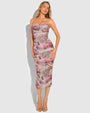 Model wears Sweetie Mesh Column Midi Shapewear Dress - Cheeky Monkey front view