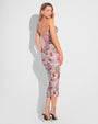Model wears Sweetie Mesh Column Midi Shapewear Dress - Cheeky Monkey side view