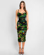 Model wears Sweetie Mesh Column Midi Shapewear Dress - Toucan full front view