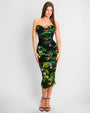 Model wears Sweetie Mesh Column Midi Shapewear Dress - Toucan front view