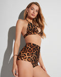 Model posing in Boy Shortie Tummy Control Shapewear Bottom - Symmetric Leopard side view