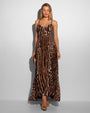 Model Wears Vixen Corset Front Slit Shapewear Maxi Dress - Pilates Cat Full Front View
