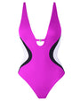 Outline image showing Brazilian Plungey Keyhole Shapewear Swimsuit - Contour Orchid/White/Black