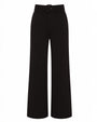 Outline image of Belted Wide Leg Ponte Pant - Black