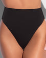 Close up of Hi Cut Smoothing Kini Bottom - Black on model