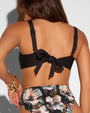 Close up back view of Lifty Tie Back Bikini Top - Black on model