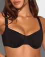 Close up of Lifty Tie Back Bikini Top - Black on model 