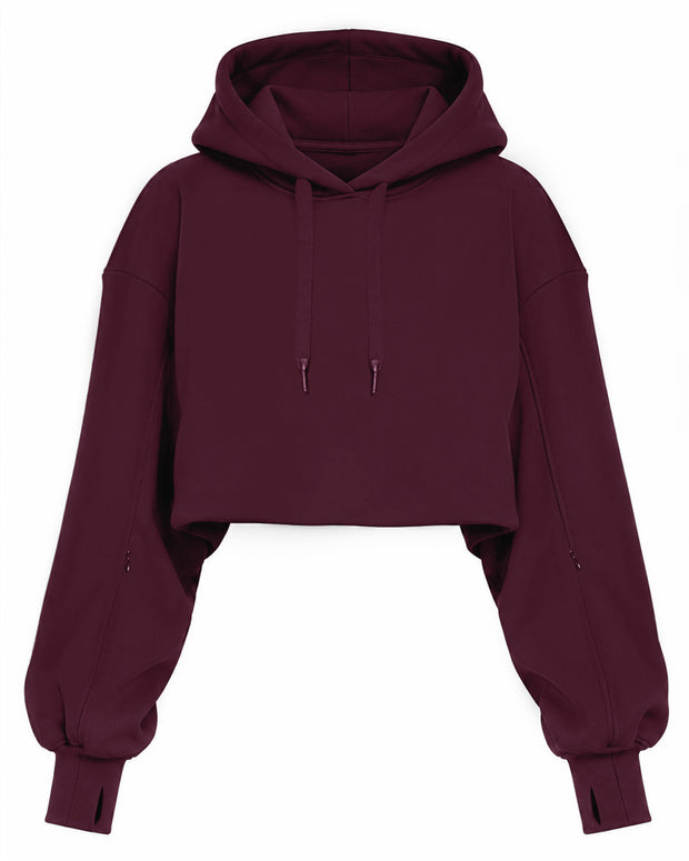Outline image of Convertible Fleecey - Garnet as a cropped hoodie