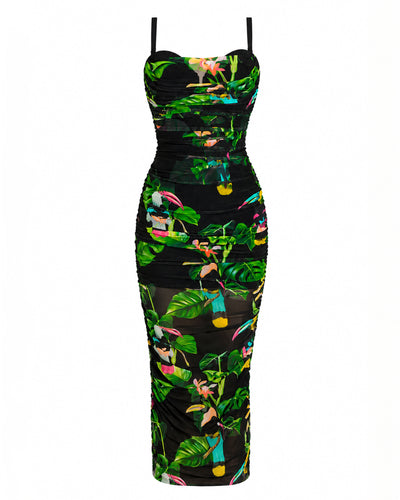 Outline image of Sweetie Mesh Column Dress - Toucan