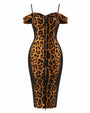 Outline image of Corsety Off Shoulder Pencil Dress - Ombre Symmetric Leopard
