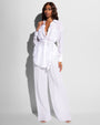 Full body front view of model in Flowy Shirt - Gauze White paired with matching pant
