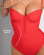 Detail graphic of Bombshell - Red highlighting front shaping seams