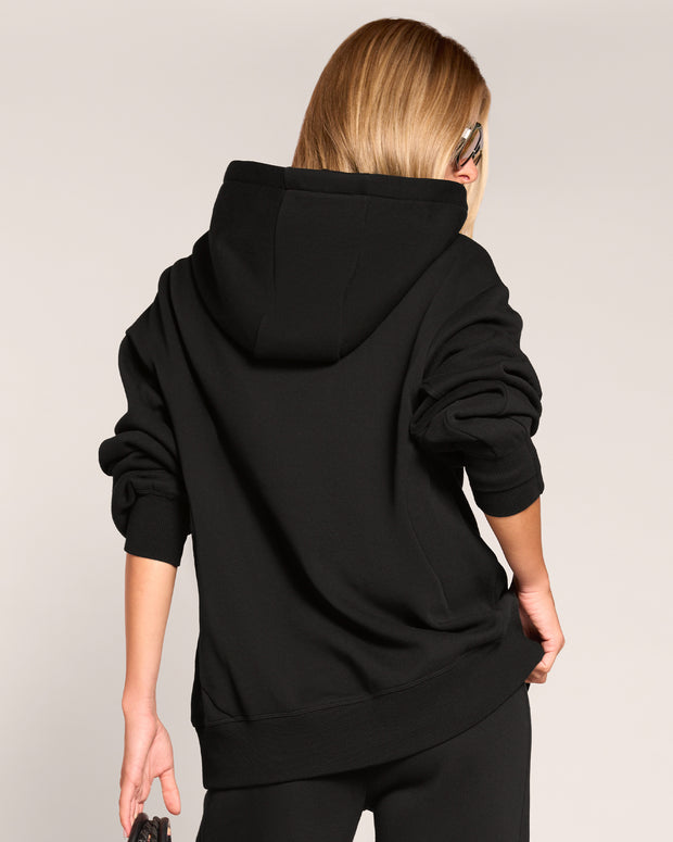 Back view of Convertible Fleecey - Black on model