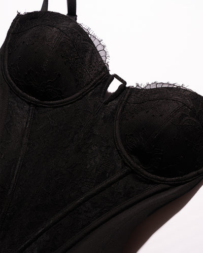 Flat lay of Corset Top - Lace Black