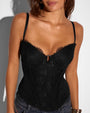 Close up view of model in Corset Top - Lace Black