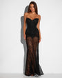 Full body view of model in Corset Top - Lace Black as a strapless