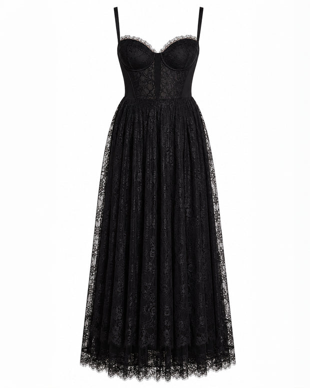 Outline image of Bombshell Maxi Dress - Lace Black