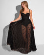 Full body front view image of model in Bombshell Maxi Dress - Lace Black