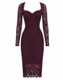 Outline image of Seamed Lushy Long Sleeve Midi Dress - Lace Garnet