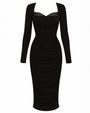 Outline image of Shapey Ruched Long Sleeve Midi Dress - Black