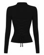 Back outline of Shapey Ruched Long Sleeve Top - Black/Lace
