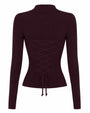 Back outline image of Shapey Ruched Long Sleeve Top - Garnet/Lace