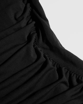 Shapey Ruched Long Sleeve Top - Black/Lace