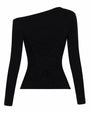 Outline image of Shapey Bias Long Sleeve Top - Black back view