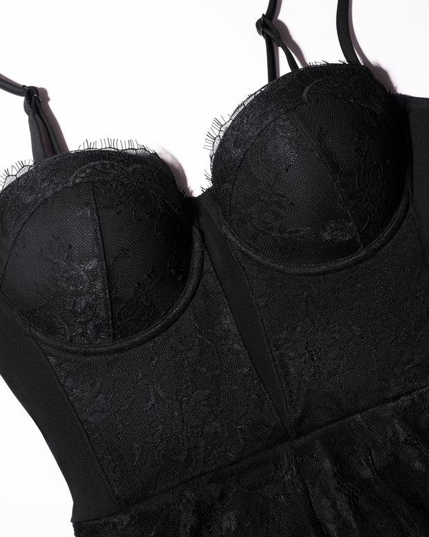Close up of bust on Bombshell Maxi Dress - Lace Black