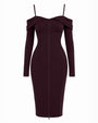 Outline image of Corsety Off Shoulder Long Sleeve Midi Dress - Garnet