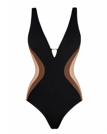 Outline image of Plungey Triangle - Contour Black/Cocoa/Tawny front 