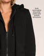 Graphic of Swuity Convertible Jacket - Black highlighting removable shoulder pads
