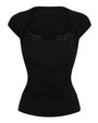 Outline image of Shapey Ruched Short Sleeve Top - Black