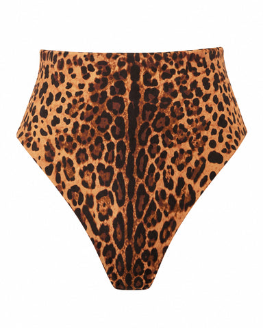 Three quarter back view of Brazilian Smoothing Kini Bottom - Symmetric Leopard