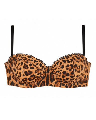 Three quarter back view of Bombshell Bikini Top - Leopard