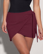 Mini Wrap Skirty Built-in Shapewear Swim Cover-Up - Dark Cherry close up